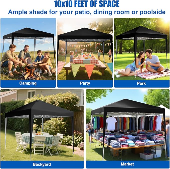 Yesker 10x10 Pop Up Canopy Tent UPF 50+ Waterproof Outdoor Canopy Portable - Image 9
