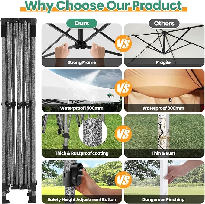 COBIZI 10x15 Pop up Canopy Gazebo 3.0, Easy up Heavy Duty Canopy - Image 4