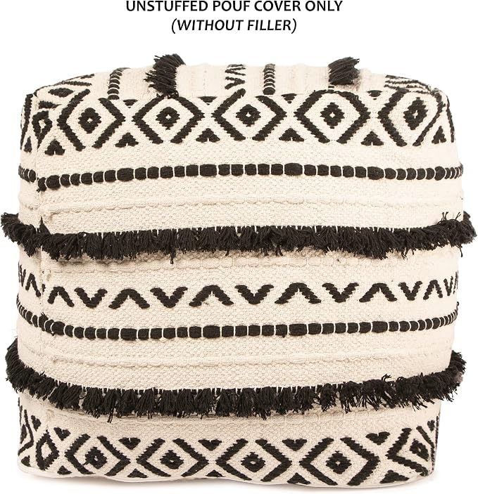 REDEARTH · UNSTUFFED Pouf Ottoman Cover Textured Boho Storage Cube Bean Bag - Image 5