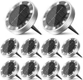 10 Pack Solar Ground Lights Outdoor, 8 LED Mini Flat Solar Disk Lights by Unknown
