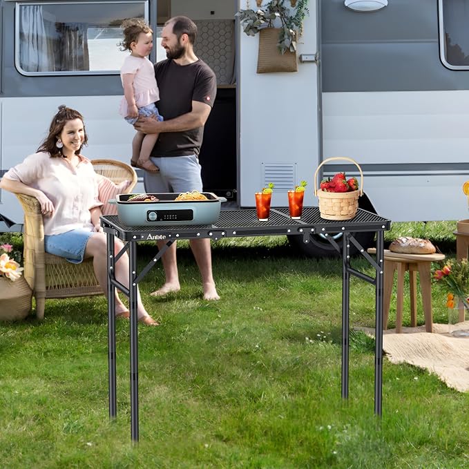Anbte Folding Grill Table, 3ft Tri-Fold Aluminum Folding Table Adjustable - Image 8