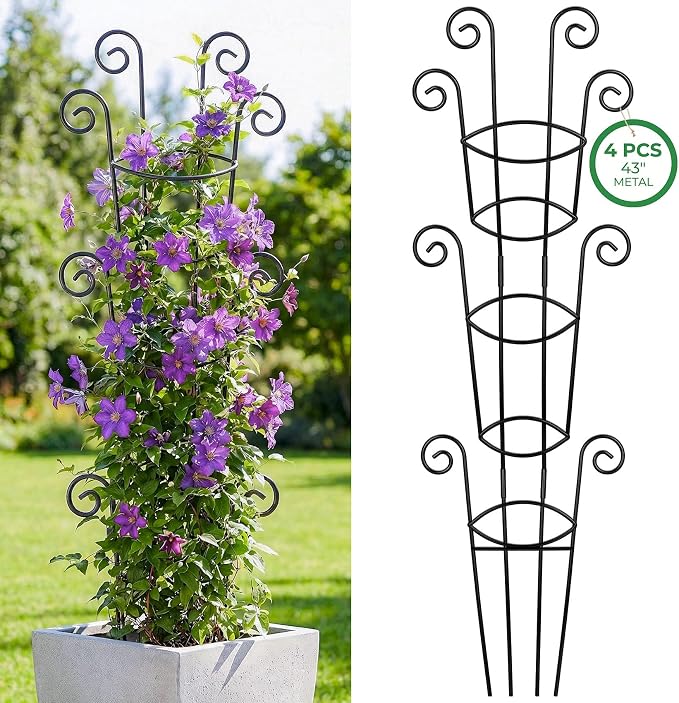 4 Pack 43 Inch Metal Plant Trellis by Qiaokaiyan