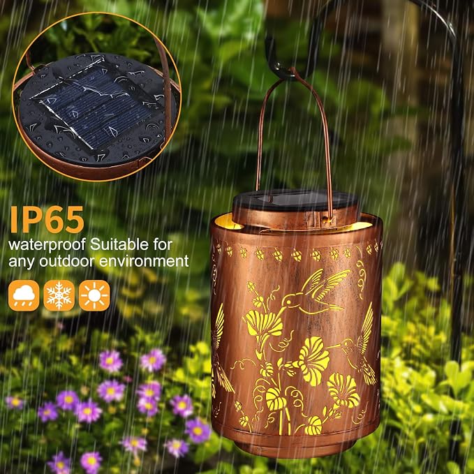 2 Pack Solar Lanterns Outdoor Waterproof Garden Decor Birthday Gifts - Image 4