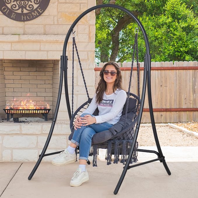 ANOW Hanging Swing Chair with Stand Included, Heavy Duty Hammock Chair with - Image 2