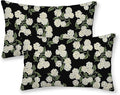 Black Spring Pillow Covers 12x20 Inch 2 Pcs Green Hydrangea Flower Decor Throw by DAFENA