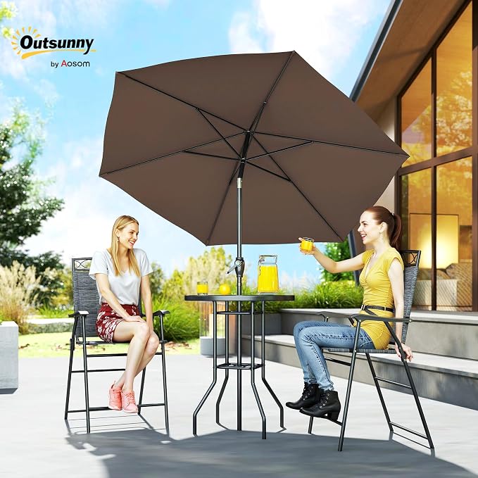 Outsunny 4 Piece Outdoor Patio Dining Furniture Set, 2 Folding Chairs, - Image 2