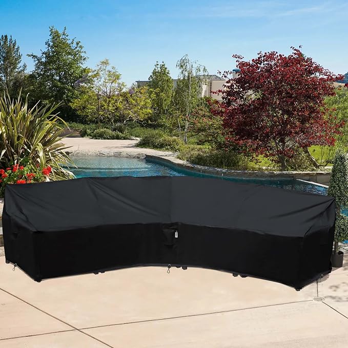 Curved Patio Furniture Cover for Outdoor Sectional Sofa, Lawn Outside Garden - Image 3