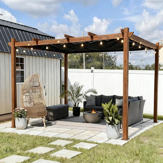 PURPLE LEAF 10' x 13' Outdoor Retractable Pergola by PURPLELEAF