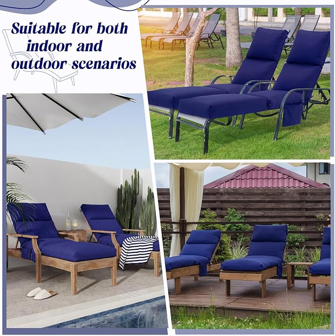Kigley 2 Pcs Chaise Lounge Cushions, 77.9 x 20.5 x 4.7 Inch Outdoor Lounge - Image 6