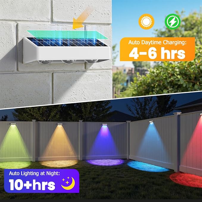 NIORSUN Solar Fence Lights, 12 Pack Solars Deck Light, RGB Color, Outdoor Bulb - Image 3