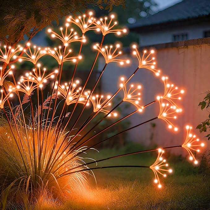 JJGoo Solar Garden Lights, New Upgraded 2 Pack Solar Swaying Starburst Light by JJGoo