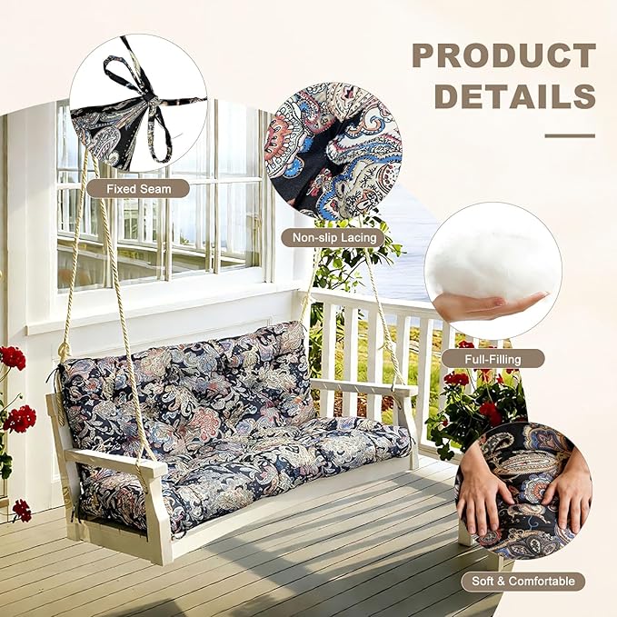 Porch Swing Cushion with Backrest, Waterproof Bench Cushion - Image 5
