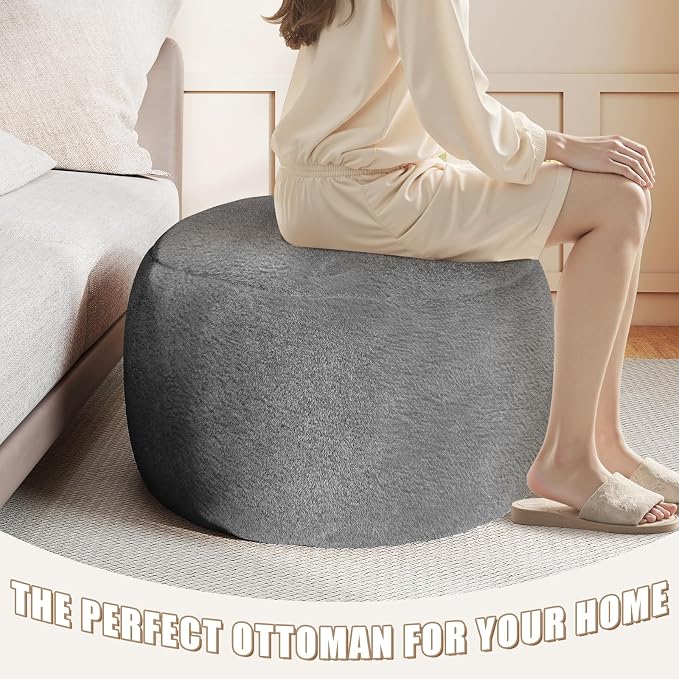 Round Pouf Ottoman Foot Rest, 29 X 18Inch Floor Poufs Footstool, A Round Modern - Image 5