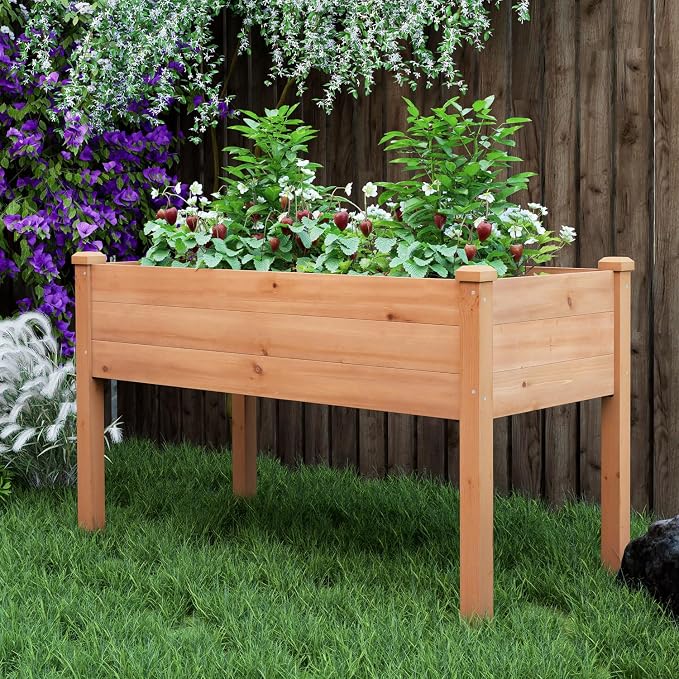 BIRASIL Outdoor Raised Garden Bed, Wood Planter Box - Image 7