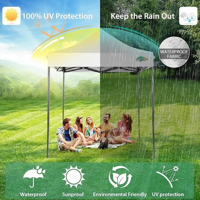 COBIZI 6.6x6.6 Pop Up Canopy Without Sidewall, Heavy Duty Canopy UPF 50+ All - Image 7