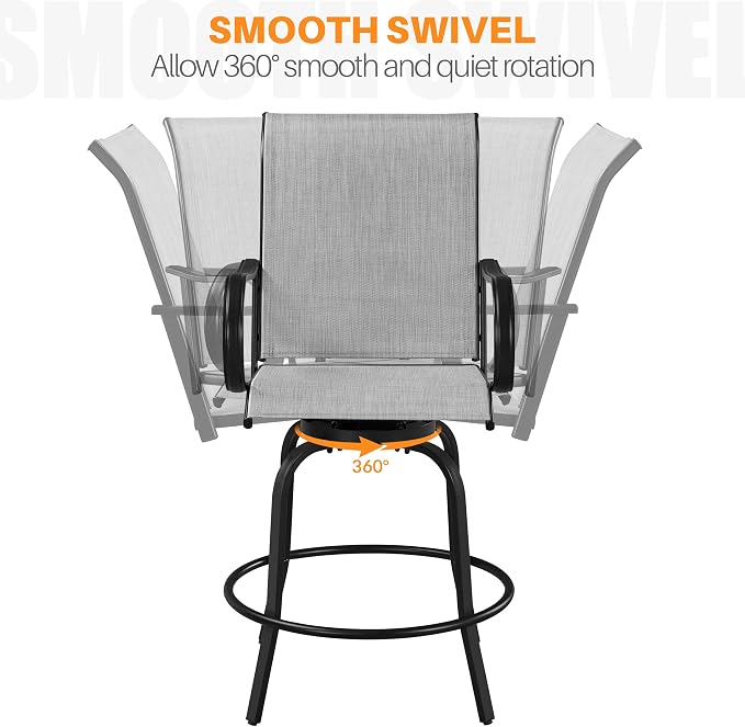 Yaheetech Patio Swivel Barstools Outdoor Chairs Set of 4, High Bistro Stools - Image 6
