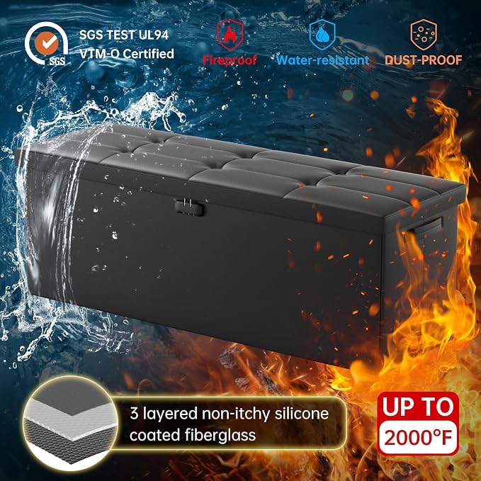 ENGPOW Storage Ottoman, Fireproof Folding Bench - Image 8