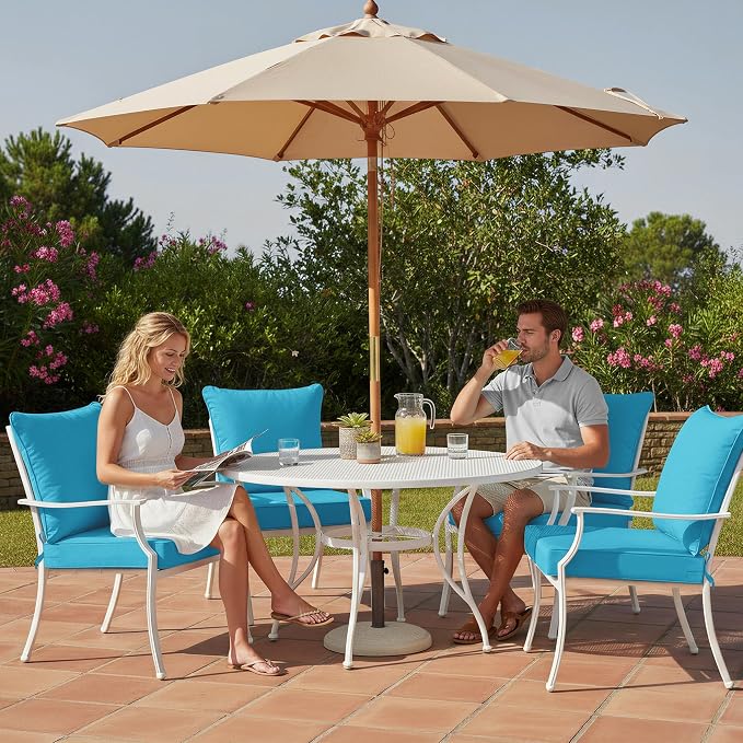 Outdoor Backrest and Deep Seat Cushion Set, Waterproof Fade Resistant Patio - Image 2