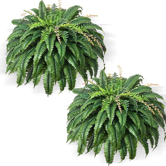 49” Artificial Ferns for Outdoors Planter, 128 Leaves per Fern, Large Lush Fake - Image 9