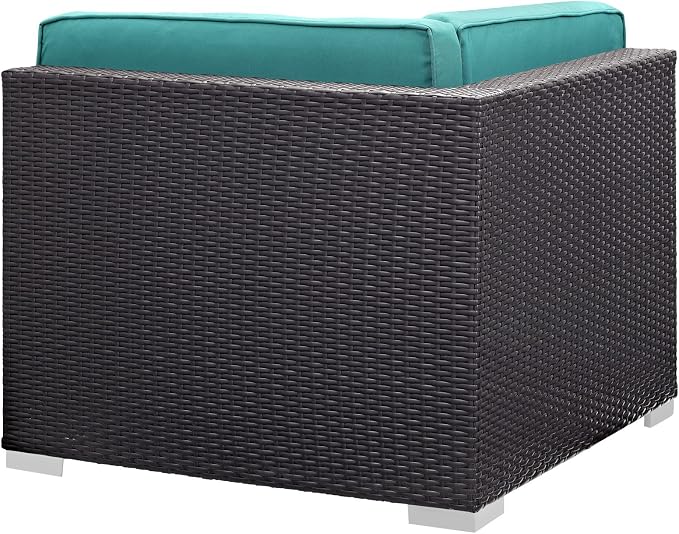 Modway Convene Corner Sectional Outdoor Patio, Espresso Turquoise - Image 5