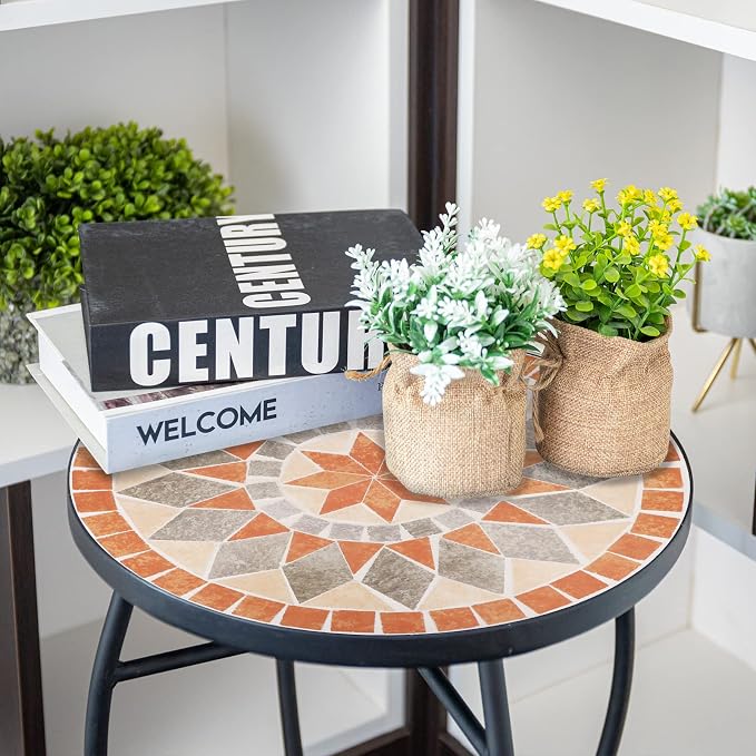 VCUTEKA Mosaic Side Table, Patio Accent Table Indoor and Outdoor End Table - Image 2