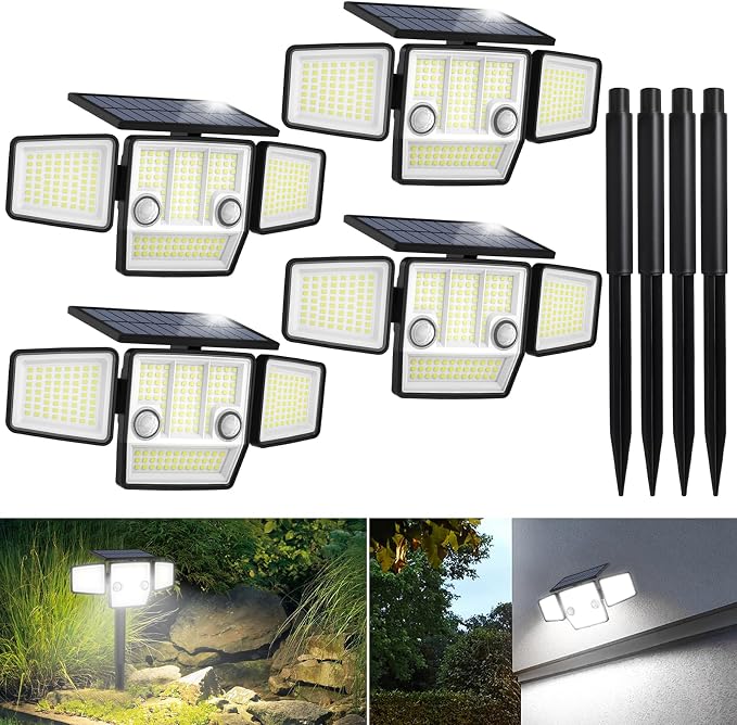 Solar Lights Outdoor, In-Ground or Wall Mount, 180° PIR Motion Sensor, 236 LED - Image 9