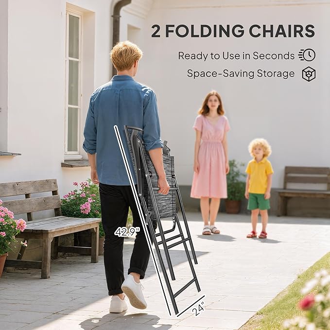 Outsunny 4 Piece Outdoor Patio Dining Furniture Set, 2 Folding Chairs, - Image 4