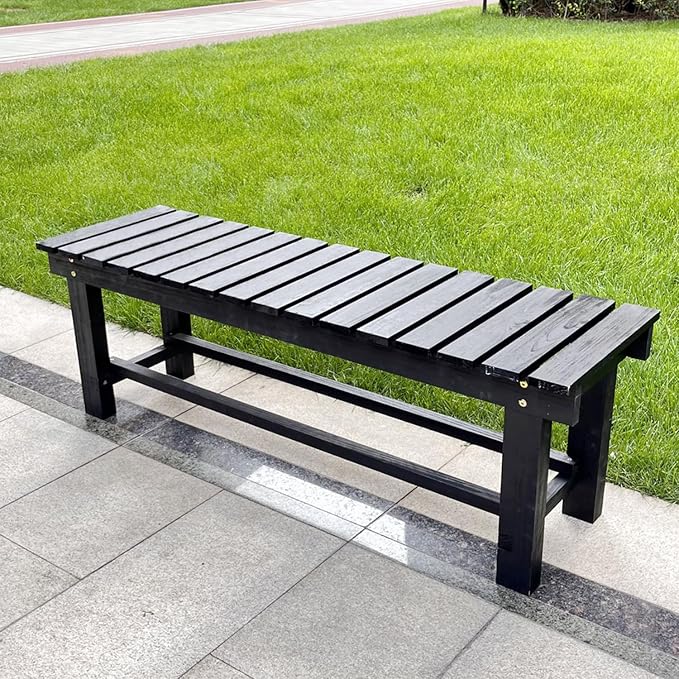 47.2'' Outdoor Garden Benches Weatherproof Patio Bench Two-Person Seat Backless by YangAera