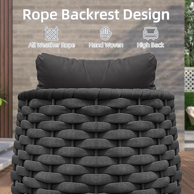 TWT 6 Pieces Patio Sofas All-Weather Teslin Rope Balcony Furniture - Image 6