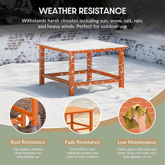 WestinTrends Malibu Low Outdoor HDPE Square Patio Coffee Table - Image 4