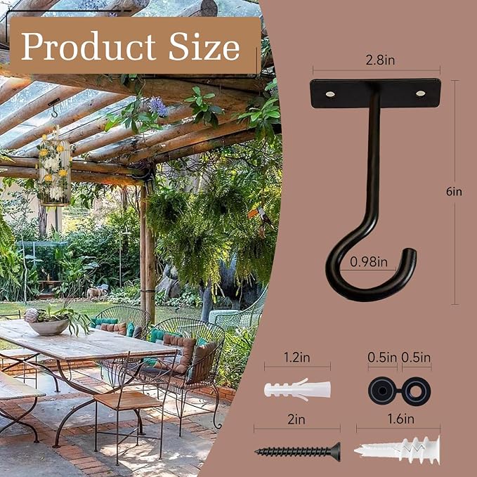 2Pack 4Inch Ceiling Hooks for Hanging Plant, Hanger for Indoor and Outdoor - Image 2