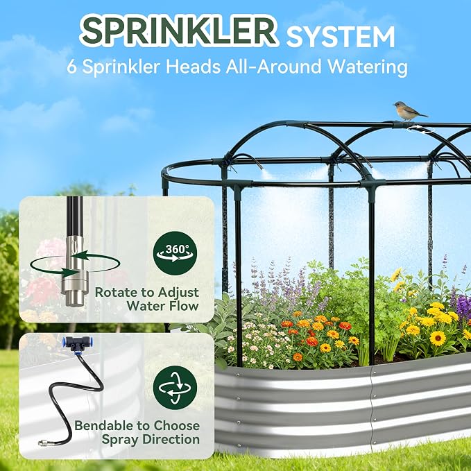 Raised Garden Bed with Sprinkler Timer and Self-Watering System, Galvanized - Image 3