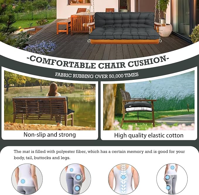 Outside Benches Cushion with Backrest, Thicken Waterproof Swing Cushions 2/3 - Image 2
