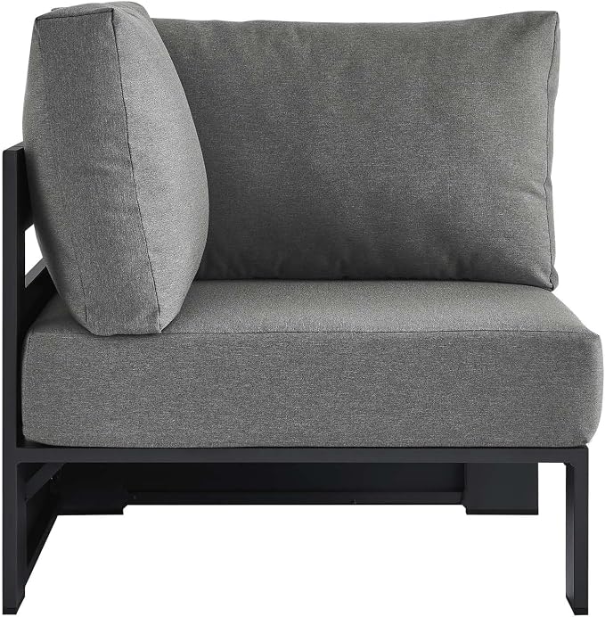 Modway Tahoe Aluminum Outdoor Sectional Corner Chair in Gray Charcoal - Image 4