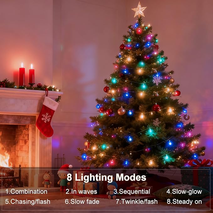 4 Pack Christmas String Lights Battery Operated, Each 50 LED16.5Ft Dark Green - Image 3