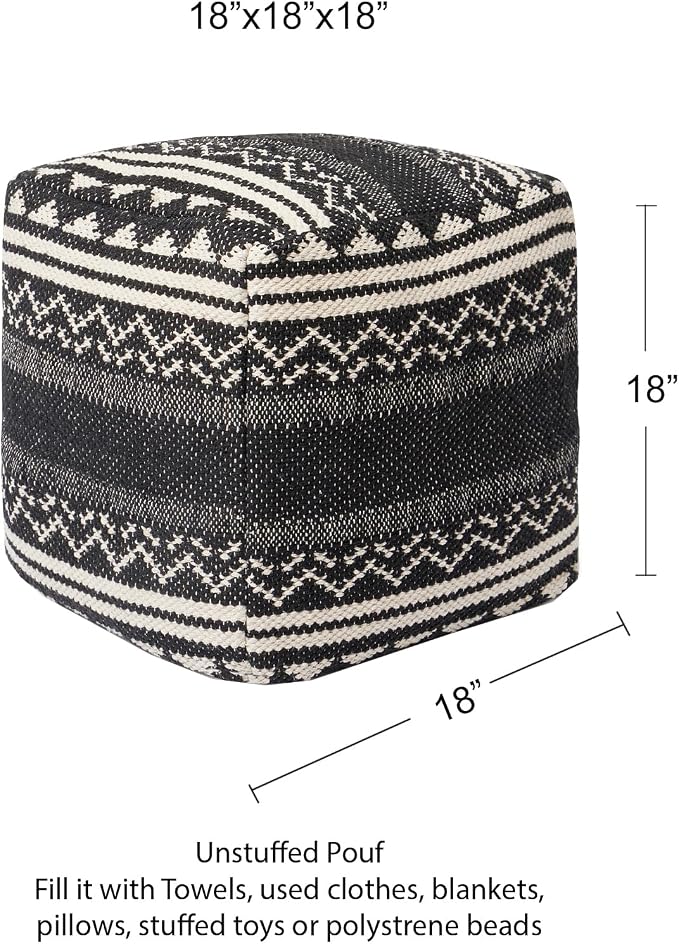 REDEARTH · UNSTUFFED Pouf Ottoman Cover Textured Storage Cube Bean Bag Poof - Image 3