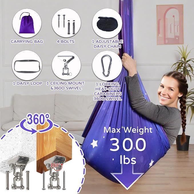 Sensory Swing for Kids and Adults Indoor & Outdoor Double Layer Therapy Cuddle - Image 6