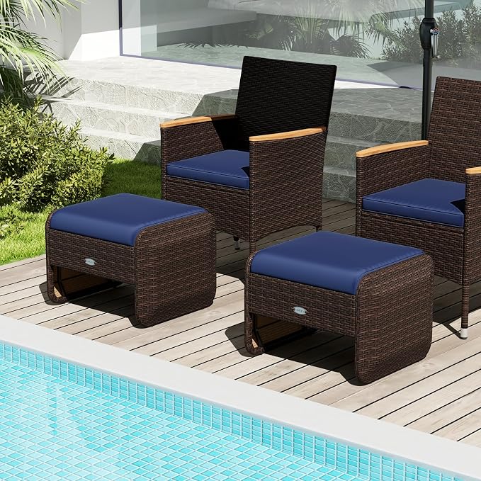 Tangkula 2 Pieces Patio PE Wicker Ottomans - Image 4