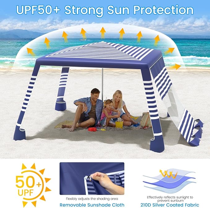 MoKo Beach Cabana, UPF 50+ Protection Easy Setup Beach Tent Sun Shelter - Image 5