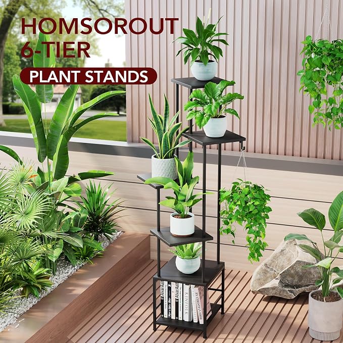 Plant Stand Indoor with Grow Light, 6-Tiered Tall Plant Stand Indoor, Metal - Image 2