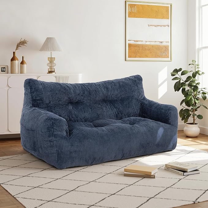 Pamapic 59" Bean Bag Chair, 2 Seat Loveseat Sofa, Ultra Soft Dutch Velvet by Pamapic