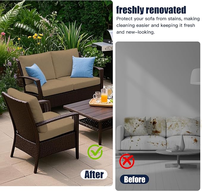 12-Piece Outdoor Cushion & Pillow Cover Set, 8 Seat Covers + 4 Pillow Covers - Image 6