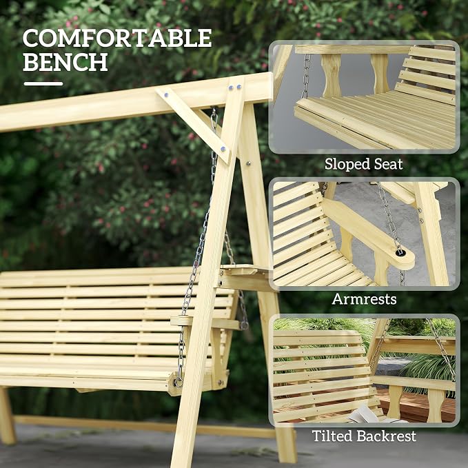 Outsunny 3 Seat Porch Swing - Image 6