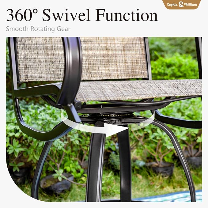 Sophia & William Outdoor Bar Set, Patio Bar Table and Chairs Set, Counter - Image 2