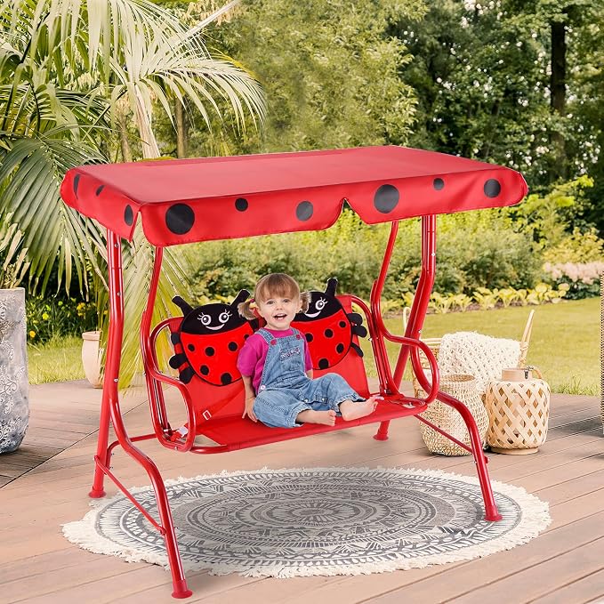 Costzon Kids Porch Swing, All-Weather Patio Swing Bench Hammock w/Adjustable - Image 3