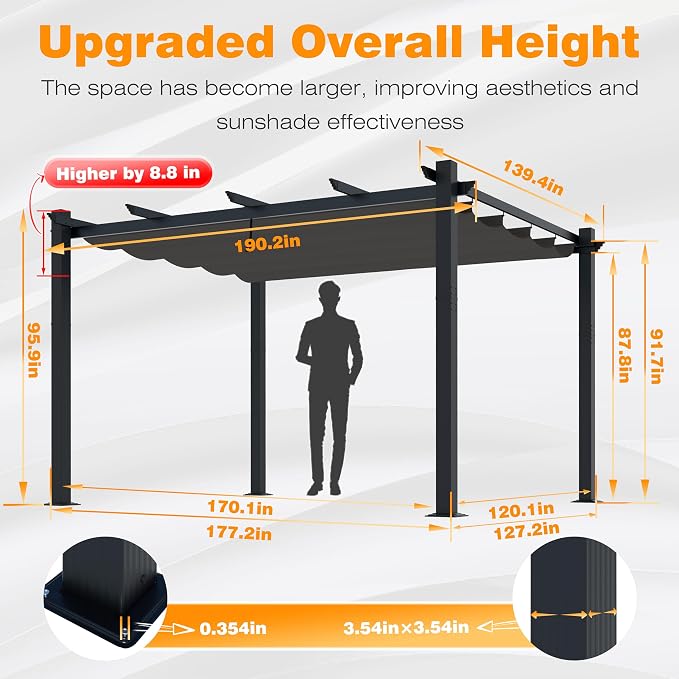 VEIKOU 12’x16’ Pergola, Outdoor Pergola - Image 8