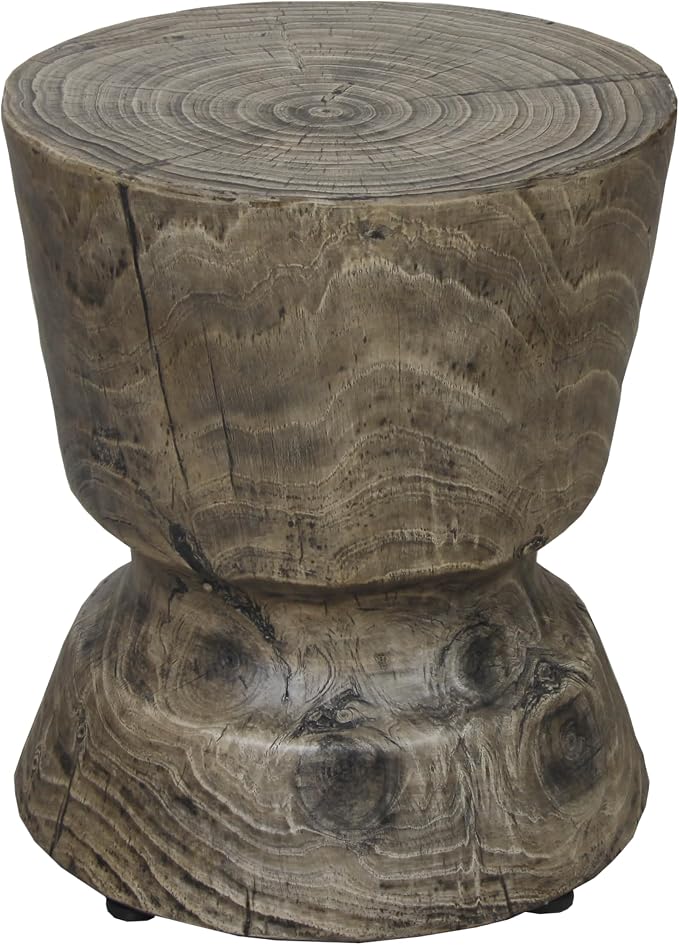 Afterglow Terrafab Material Round Side Table, Natural Wood Look Decorative by Afterglow
