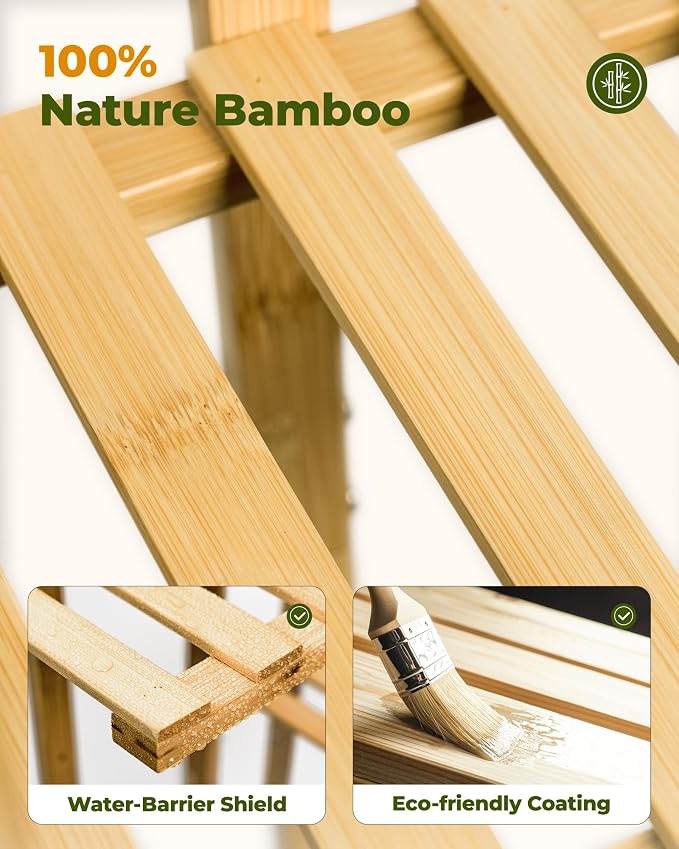 Bamworld Bamboo Plant Stand Indoor 5 Tiered Plant Shelf Outdoor Corner Plant - Image 6