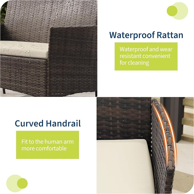 GAOMON 4-Piece Patio Furniture Set, Modern PE Rattan Conversation Set - Image 4