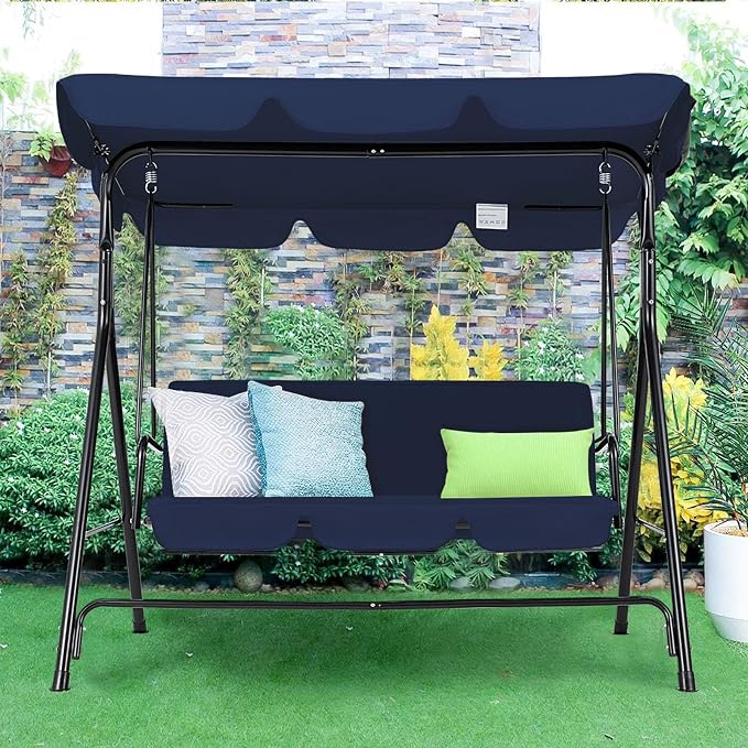 AECOJOY Porch Swing with Stand, 3-Seat Outdoor Clearance Porch Swings - Image 5